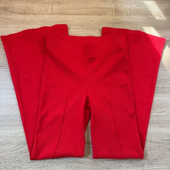 DONNI Rib Kick Flare Pants Rib Cropped Tomato Red XS - Picture 8 of 10